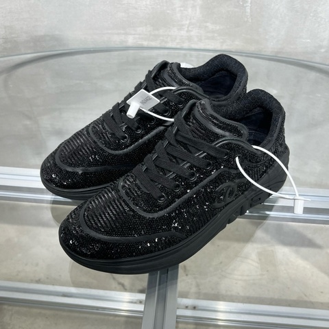 Chanel香奈兒 經典雙C 亮片運動鞋 黑色 38.5碼