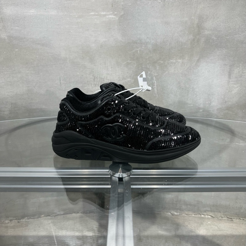 Chanel香奈兒 經典雙C 亮片運動鞋 黑色 38.5碼-4