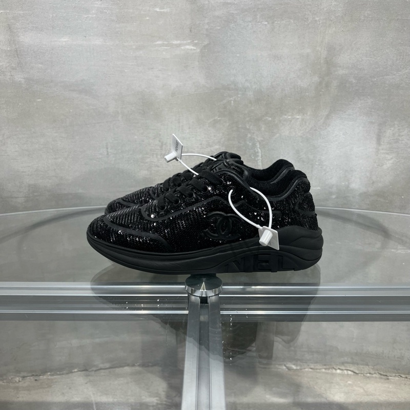 Chanel香奈兒 經典雙C 亮片運動鞋 黑色 38.5碼-5