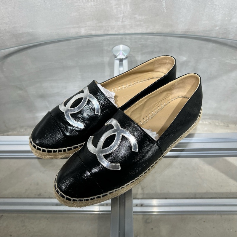 香奈兒Chanel 黑銀 漁夫鞋 38碼-1