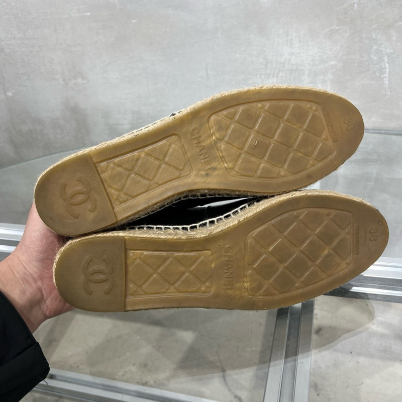 香奈兒Chanel 黑銀 漁夫鞋 38碼-6