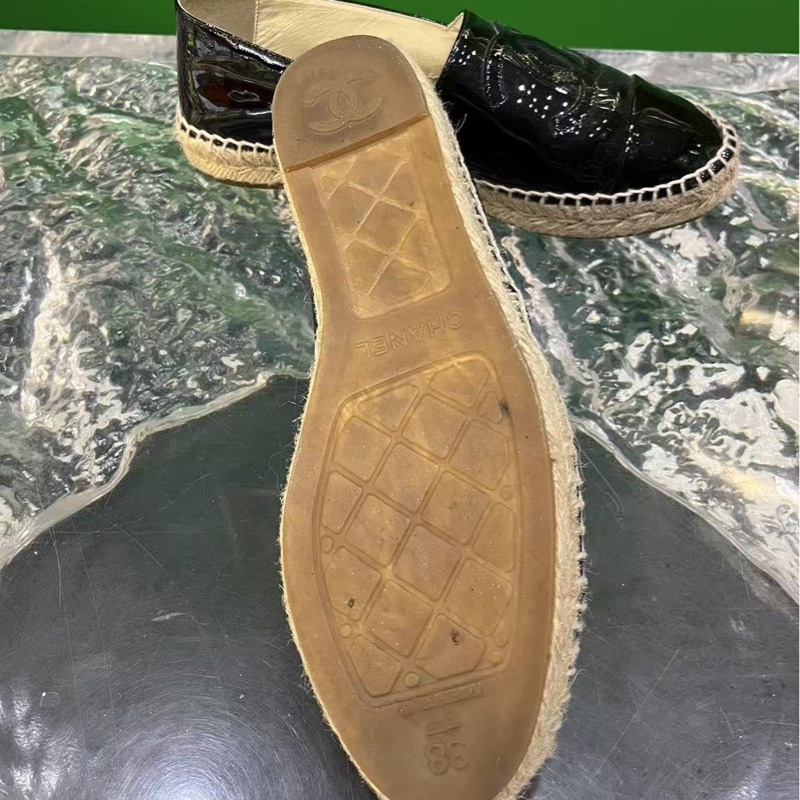 CHANEL香奈兒 黑色經典漁夫鞋 38尺  無附件-4