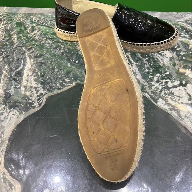 CHANEL香奈兒 黑色經典漁夫鞋 38尺  無附件-5