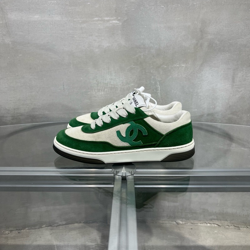 Chanel香奈兒 23P 白綠麂皮 板鞋 35碼-3