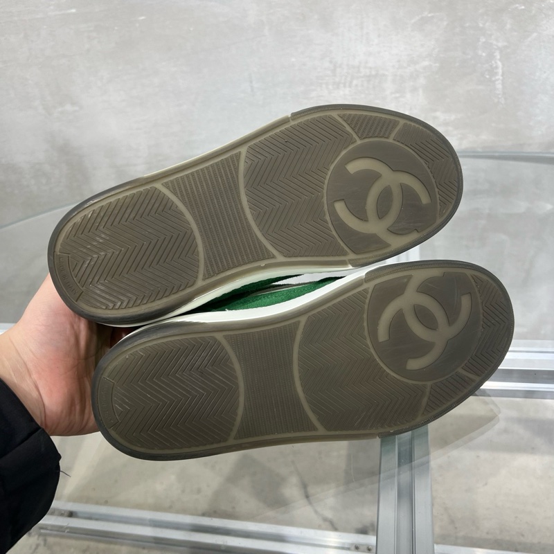 Chanel香奈兒 23P 白綠麂皮 板鞋 35碼-8