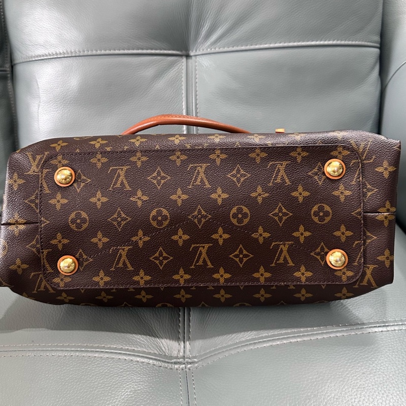 LouisVuitton路易威登 老花大托特包，經典老花配棕色小牛皮手柄-2