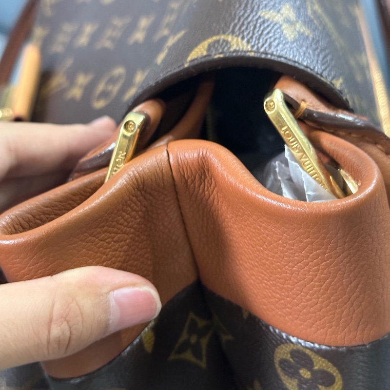 LouisVuitton路易威登 老花大托特包，經典老花配棕色小牛皮手柄-7