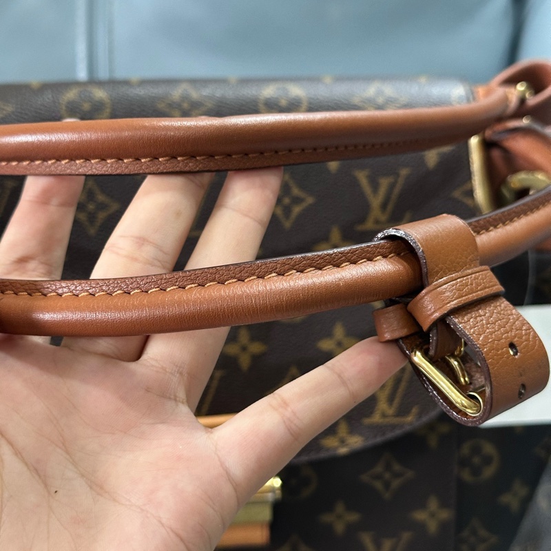 LouisVuitton路易威登 老花大托特包，經典老花配棕色小牛皮手柄-9