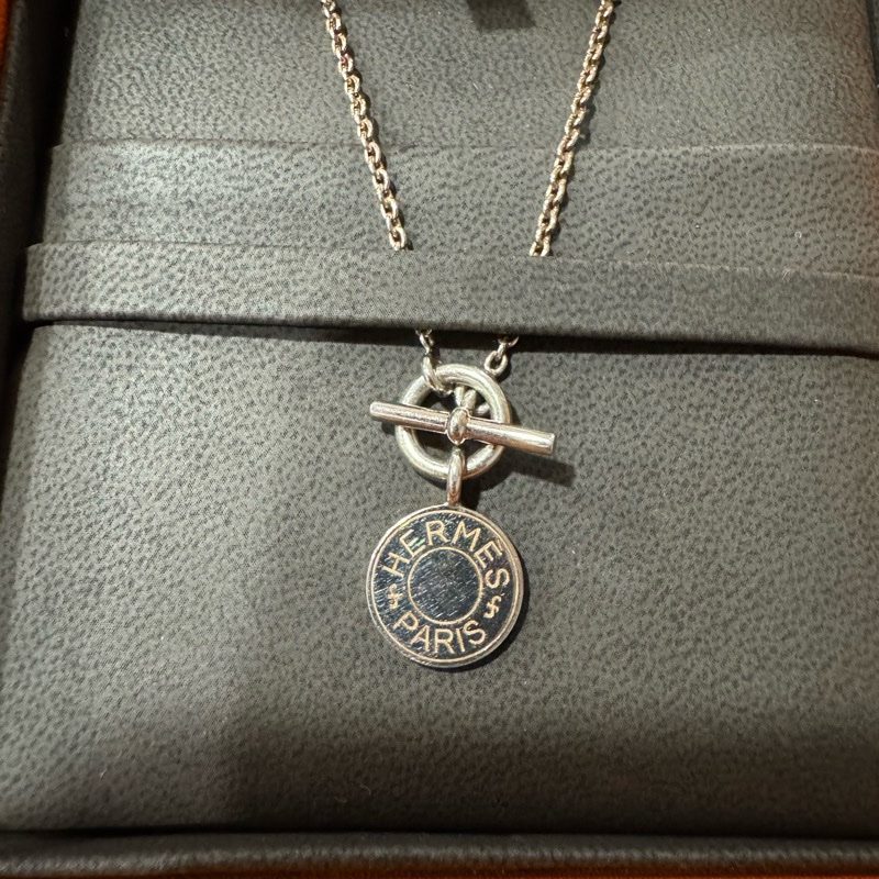 100%HERMES純銀吊牌項鏈-0