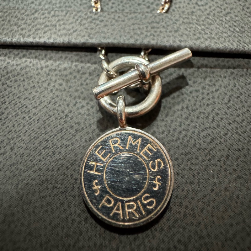 100%HERMES純銀吊牌項鏈-2