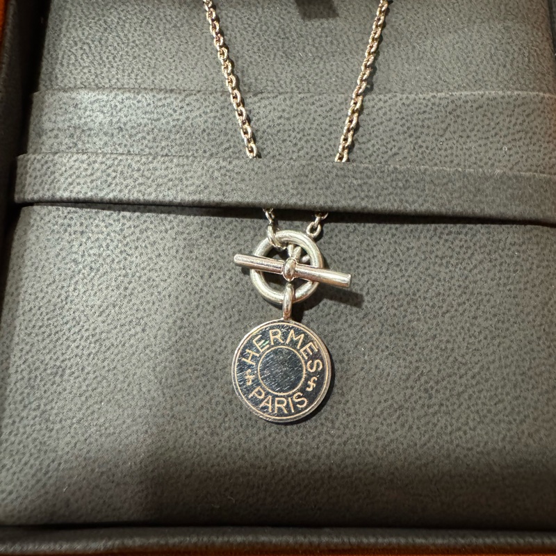 100%HERMES純銀吊牌項鏈-5
