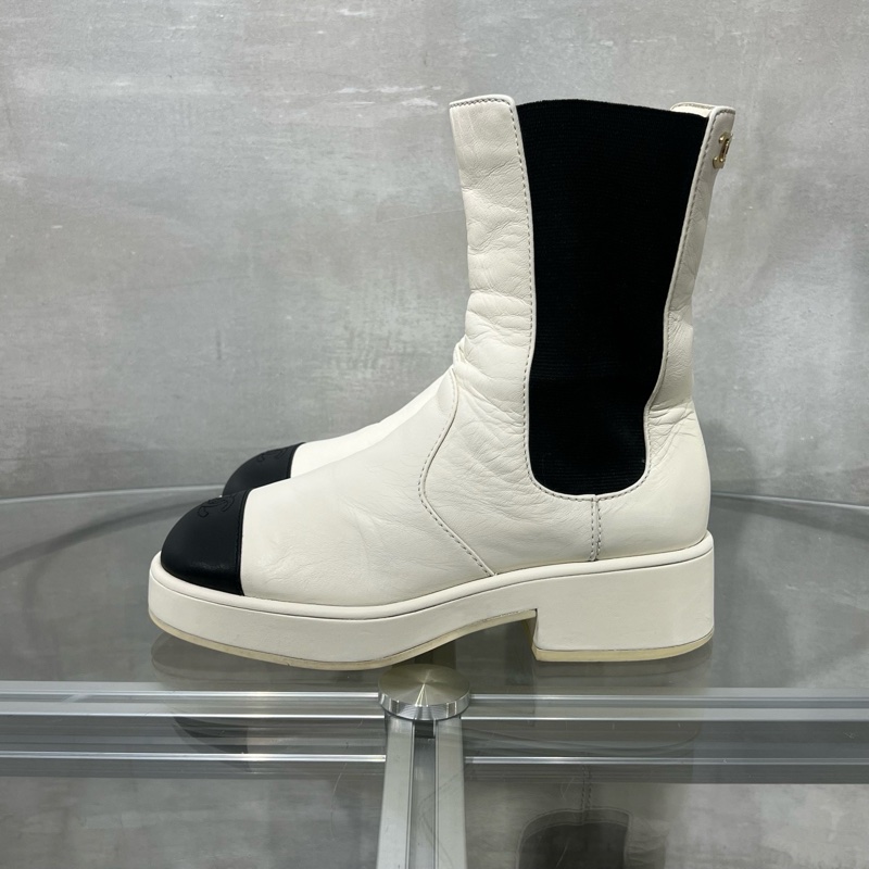 Chanel香奈兒 爆款 黑白小羊皮短靴 37碼-2