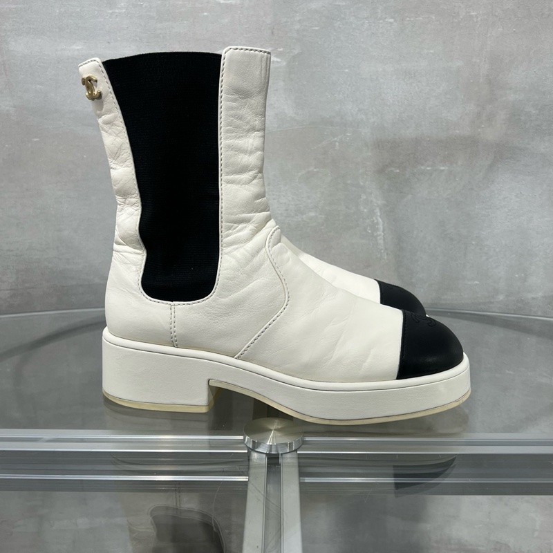 Chanel香奈兒 爆款 黑白小羊皮短靴 37碼-3