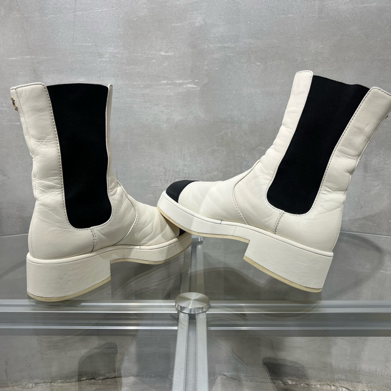 Chanel香奈兒 爆款 黑白小羊皮短靴 37碼-4