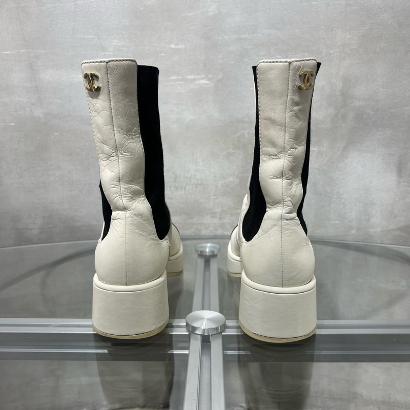 Chanel香奈兒 爆款 黑白小羊皮短靴 37碼-5