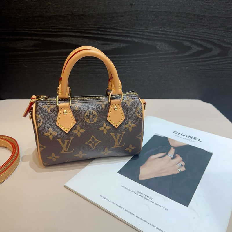 LV 老花金釦Nano Speedy 手提斜背波士頓包-1