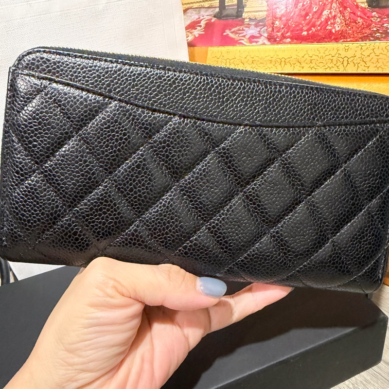 chanel coco 荔枝牛皮拉鏈長夾-1