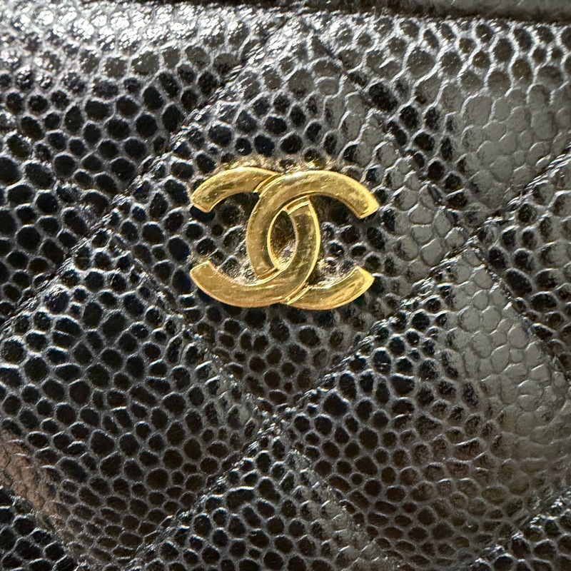 chanel coco 荔枝牛皮拉鏈長夾-5