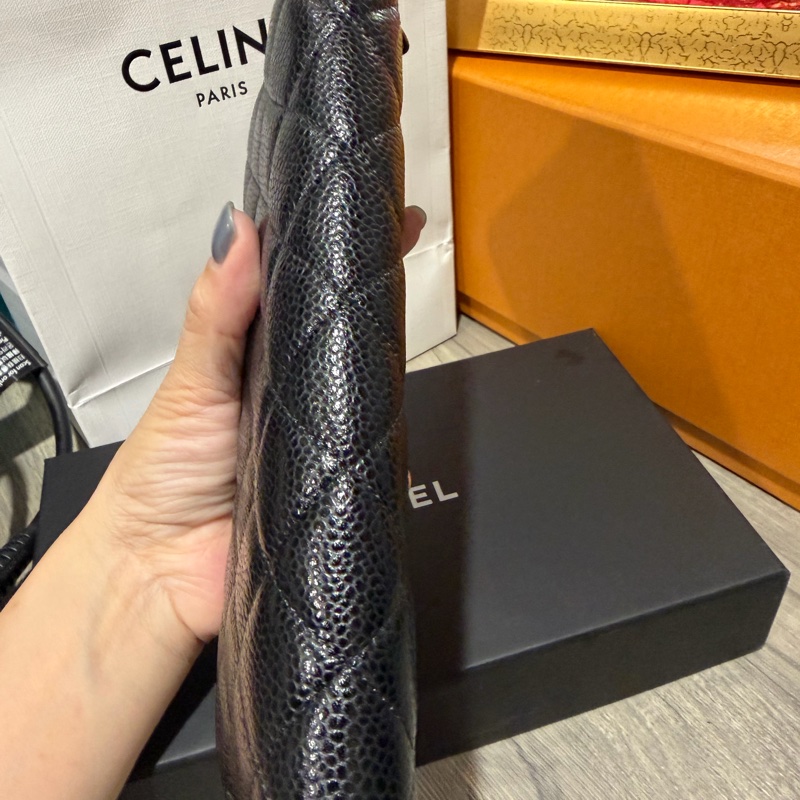 chanel coco 荔枝牛皮拉鏈長夾-6