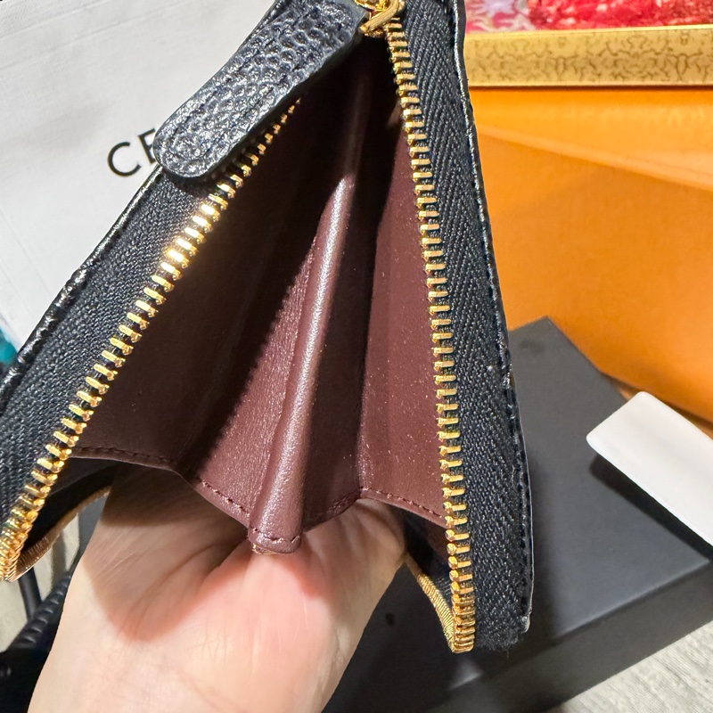 chanel coco 荔枝牛皮拉鏈長夾-10