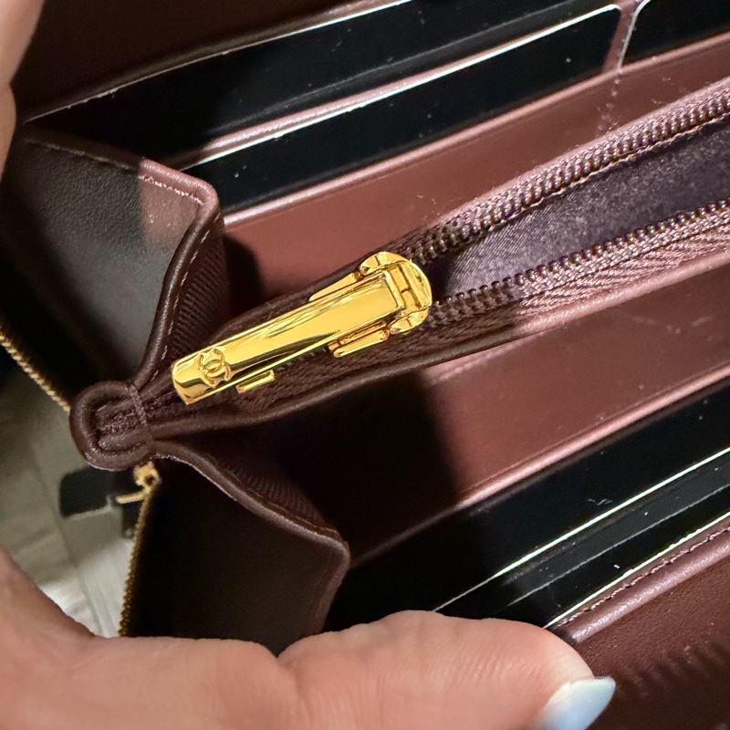 chanel coco 荔枝牛皮拉鏈長夾-11