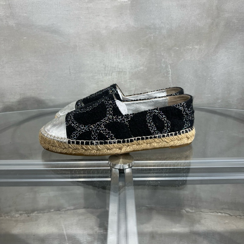 Chanel香奈兒 黑銀 雙C漁夫鞋 37碼-2