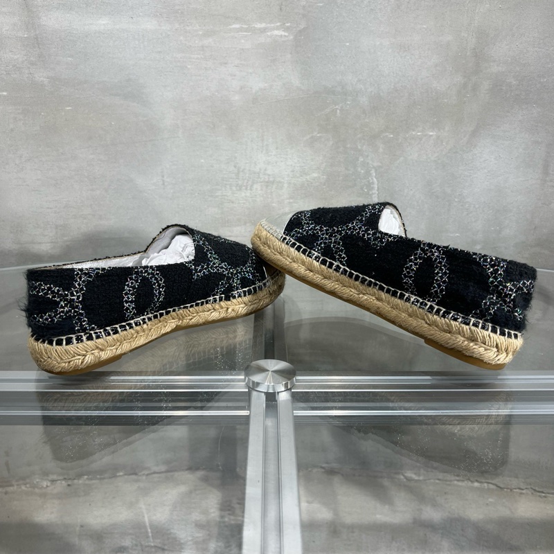 Chanel香奈兒 黑銀 雙C漁夫鞋 37碼-4