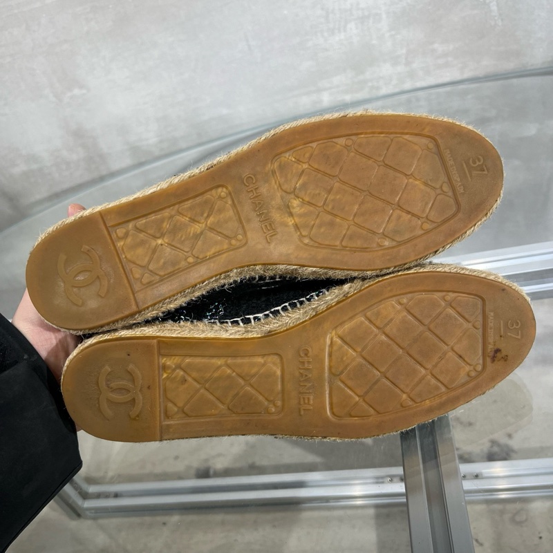 Chanel香奈兒 黑銀 雙C漁夫鞋 37碼-9