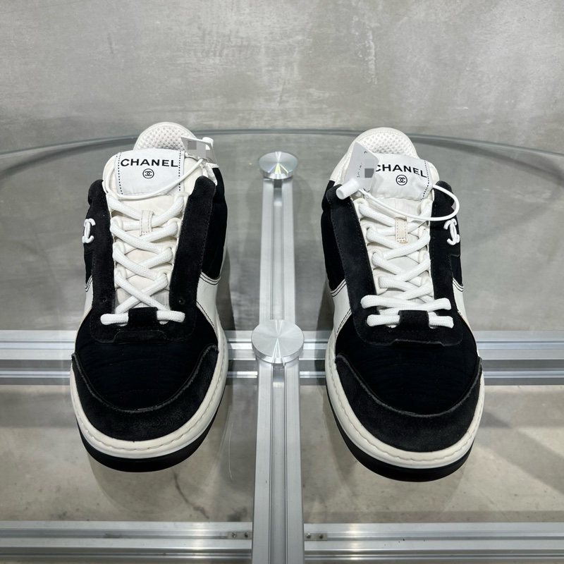 CHANEL 香奈兒 徽標皮革低幫板鞋 黑白色 38碼-3