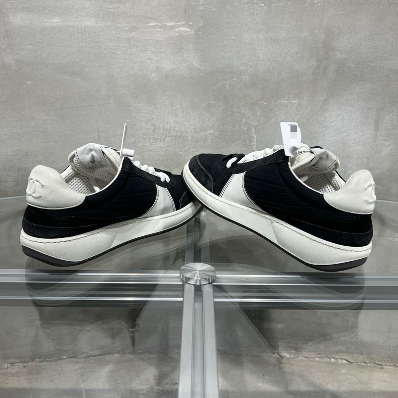 CHANEL 香奈兒 徽標皮革低幫板鞋 黑白色 38碼-4