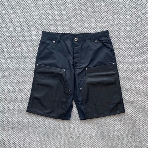 Chrome Hearts 克羅心 十字架貼皮雙膝大貼皮尼龍工裝短褲 W33 十字花+馬蹄印銀紐