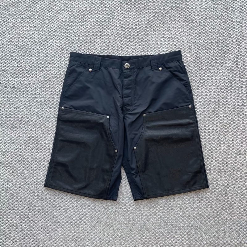 Chrome Hearts 克羅心 十字架貼皮雙膝大貼皮尼龍工裝短褲 W33 十字花+馬蹄印銀紐-0