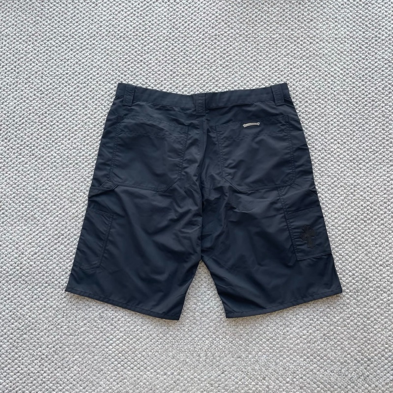 Chrome Hearts 克羅心 十字架貼皮雙膝大貼皮尼龍工裝短褲 W33 十字花+馬蹄印銀紐-1