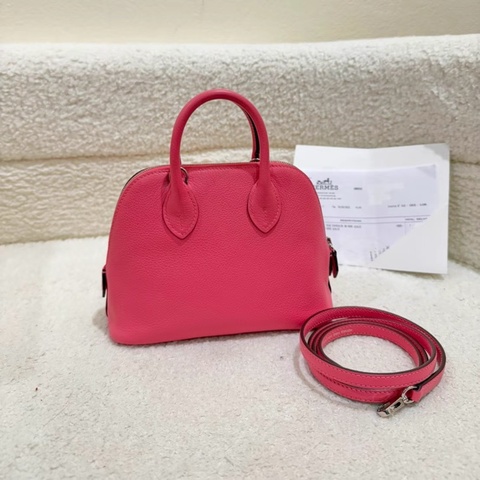 閒置  愛馬仕/Hermes 保齡球 mini bolide 夏日粉 銀扣 B刻