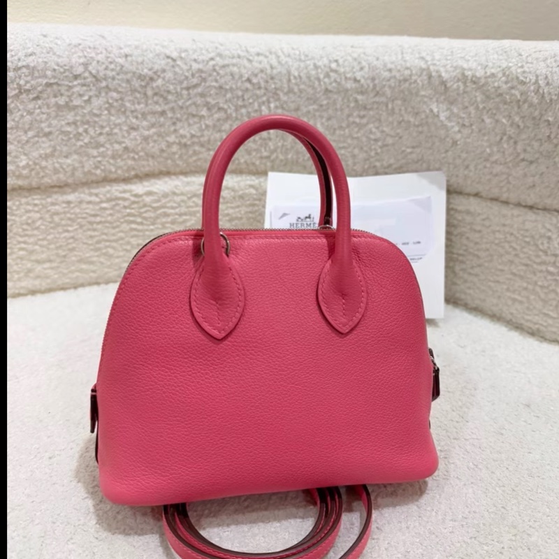 閒置  愛馬仕/Hermes 保齡球 mini bolide 夏日粉 銀扣 B刻-1