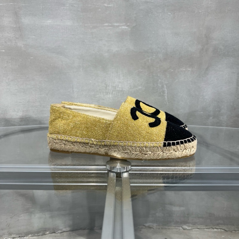 CHANEL 香奈兒 漁夫鞋 金色 絲綢 37 碼-1