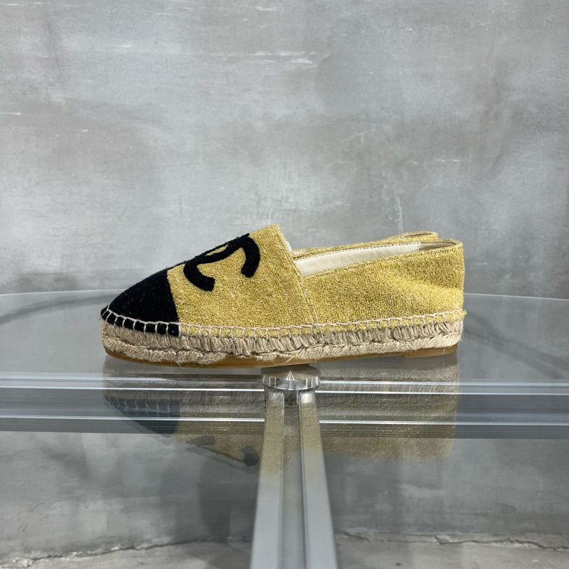 CHANEL 香奈兒 漁夫鞋 金色 絲綢 37 碼-2