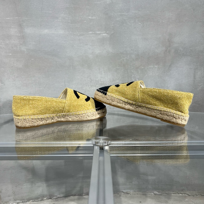 CHANEL 香奈兒 漁夫鞋 金色 絲綢 37 碼-3