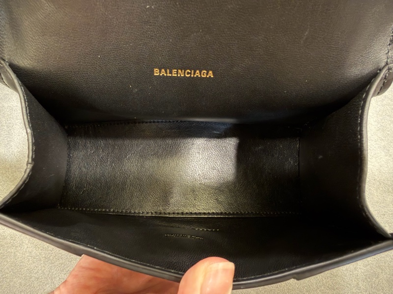 BALENCIAGA 巴黎世家 Hourglass XS黑色B字標誌牛皮手提斜背沙漏包-10