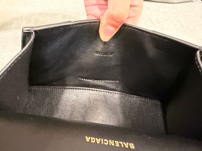 BALENCIAGA 巴黎世家 Hourglass XS黑色B字標誌牛皮手提斜背沙漏包-11