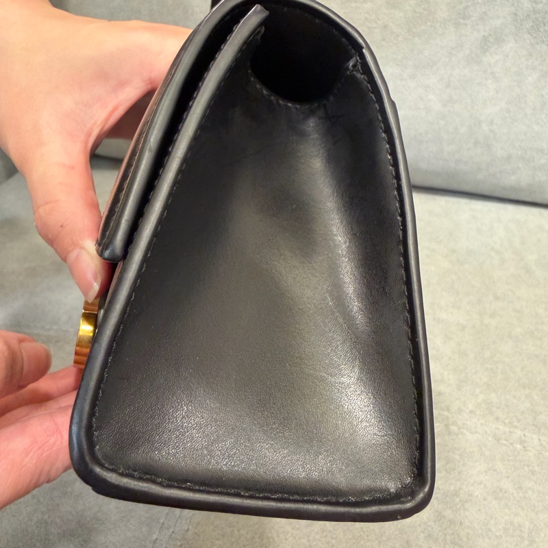 BALENCIAGA 巴黎世家 Hourglass XS黑色B字標誌牛皮手提斜背沙漏包-18