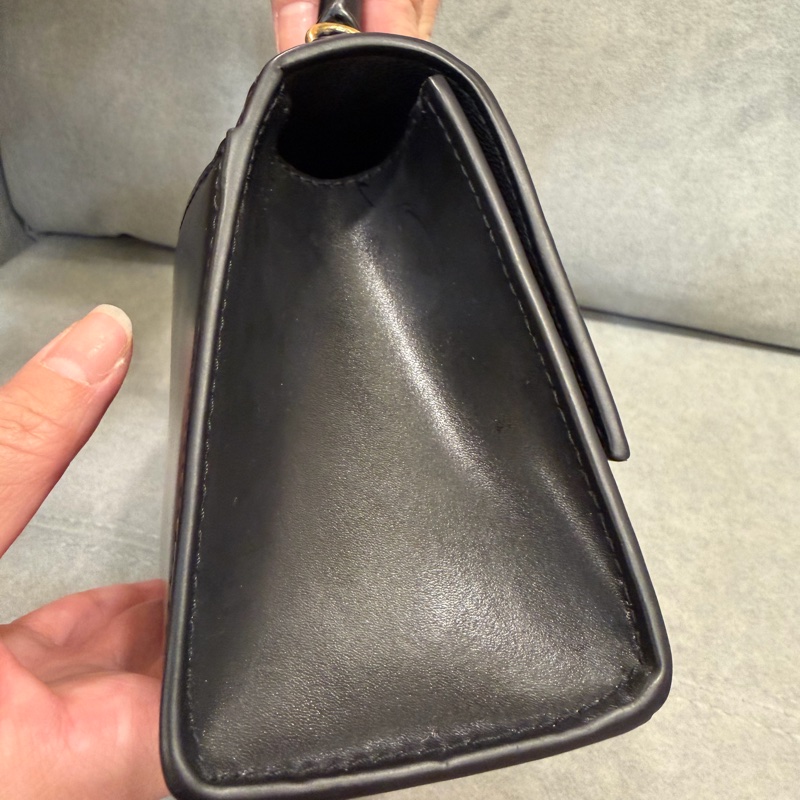 BALENCIAGA 巴黎世家 Hourglass XS黑色B字標誌牛皮手提斜背沙漏包-19