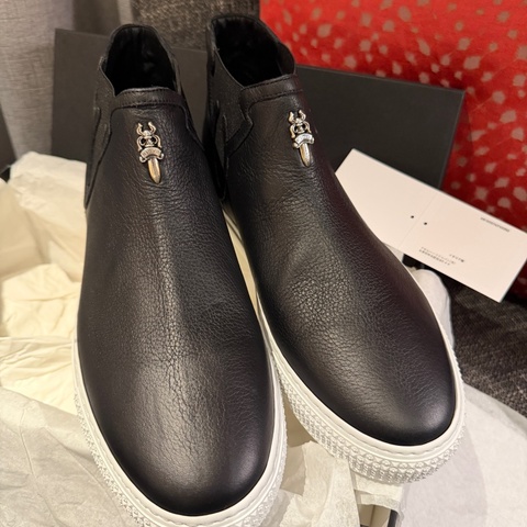 Chrome Hearts 黑色全皮寶劍休閑鞋 High Top Slip On Size 40 (fits 40-40.5)