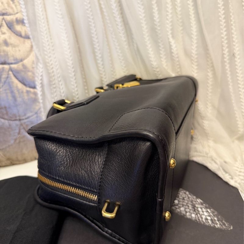 羅意威 黑色皮革 托特包 手提包 腋下包 Amazona 28 側背包 皮革 斜挎包 中古 loewe amazona 28 shoulder bag-13