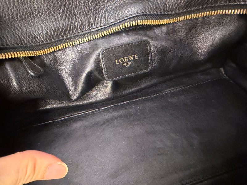 羅意威 黑色皮革 托特包 手提包 腋下包 Amazona 28 側背包 皮革 斜挎包 中古 loewe amazona 28 shoulder bag-19