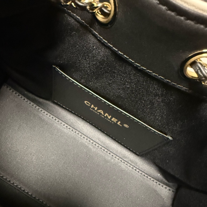 黑白Chanel Mini 25 金扣 小牛皮-2