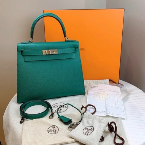 先確認貨存再拍🩷有購証✨愛馬仕 Hermes Z6 孔雀綠 Epsom皮 金扣Kelly28