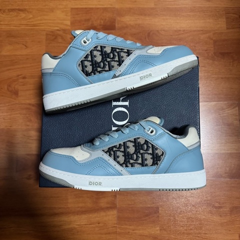 Dior迪奧b27低幫休閒板鞋 藍白色cd印花 40.5碼