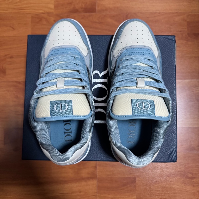 Dior迪奧b27低幫休閒板鞋 藍白色cd印花 40.5碼-3