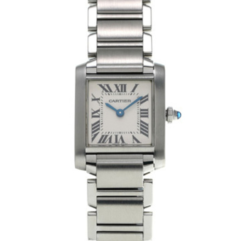 卡地亞 Tank Française SM W51008Q3 銀色女款石英腕錶（二手）- Ginzo